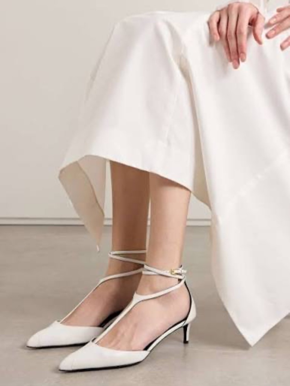 KHAITE Mia leather pumps SZ. 38.5 White Ankle Wrap